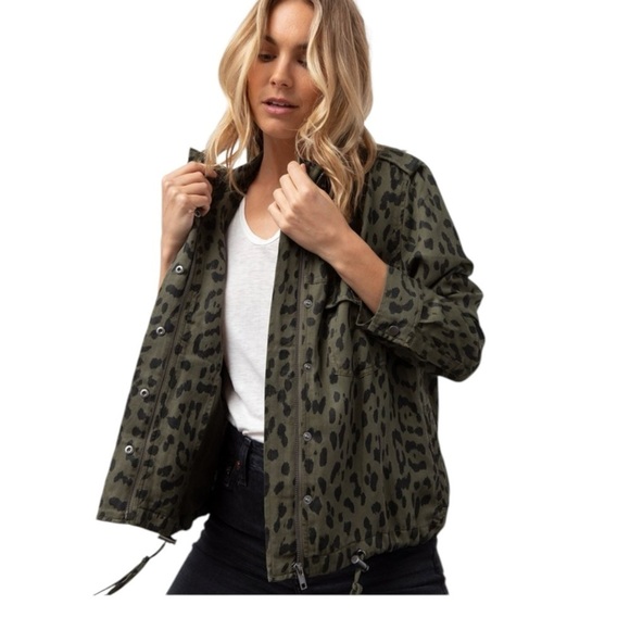 Rails Collins Leopard Military Jacket in Sage Green - Picture 4 of 16